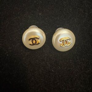 CHANEL Gold and Cream Earrings